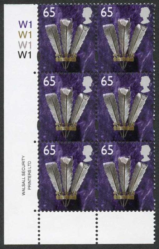 1999 GB - Wales SGW87 (XW60) 65p (W) 2B CYL W1 Block (6) CA